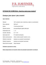 specyfikacja dywan welur barwny